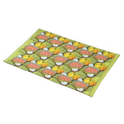 Pumpkins Soup and Striped Background Placemat