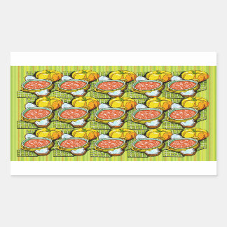 Pumpkins, Soup and Striped Background Rectangular Sticker