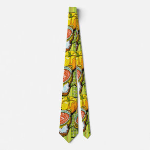 Pumpkins, Soup and Striped Background Tie