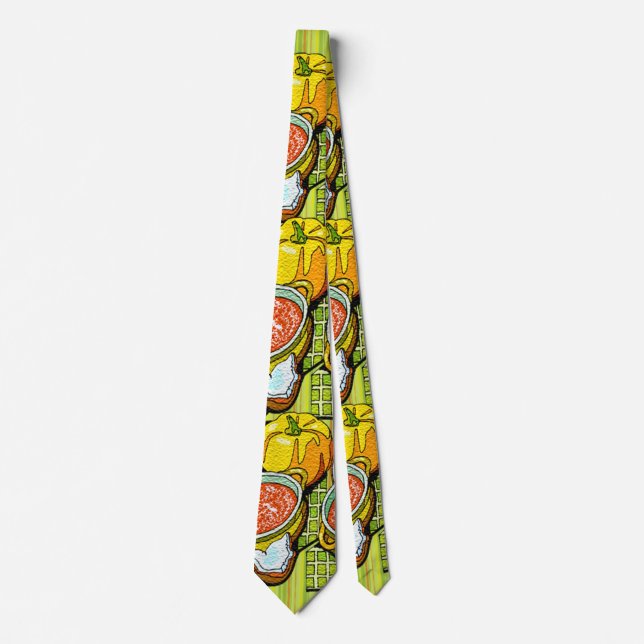 Pumpkins, Soup and Striped Background Tie (Front)