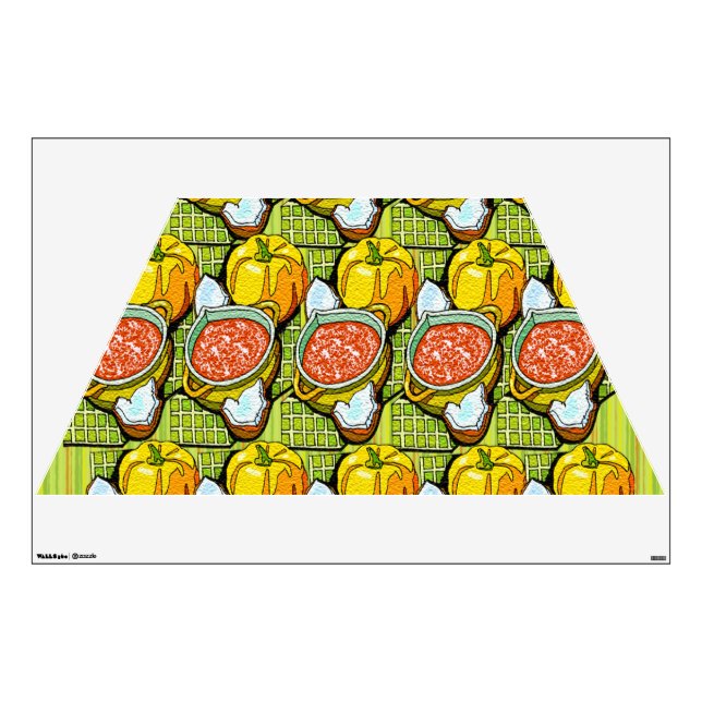 Pumpkins, Soup and Striped Background Wall Decal (Front)