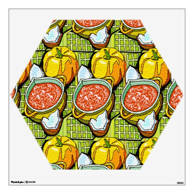 Pumpkins, Soup and Striped Background Wall Decal (Front)