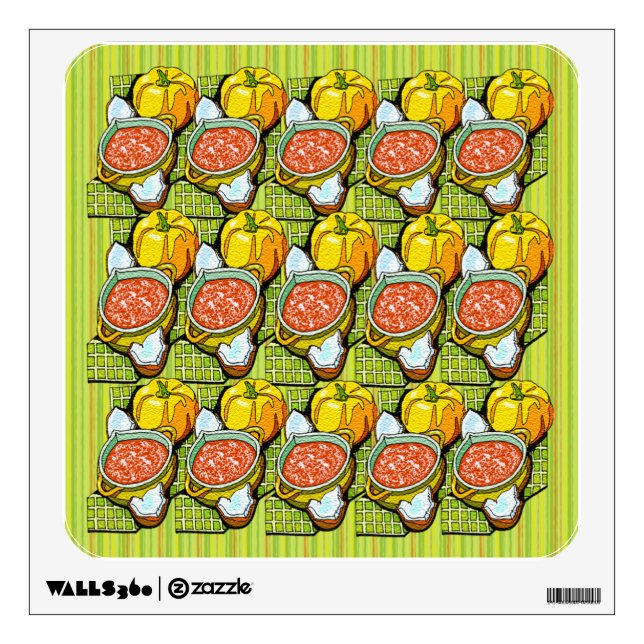 Pumpkins, Soup and Striped Background Wall Sticker (Front)