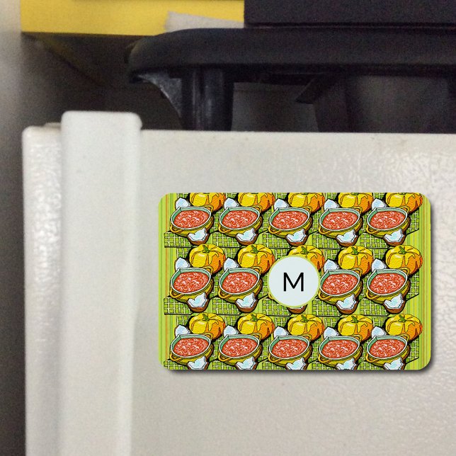 Pumpkins Soup & Striped Pattern Monogram Flexible Magnet (Pumpkins Soup & Striped Pattern Monogram Flexible Magnet)