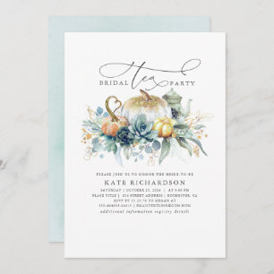 Pumpkins Succulents Fall Bridal Shower Tea Party Invitation
