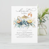 Pumpkins Succulents Greenery Fall Bridal Shower Invitation (Standing Front)