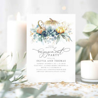 Pumpkins Succulents Greenery Fall Engagement Party Invitation