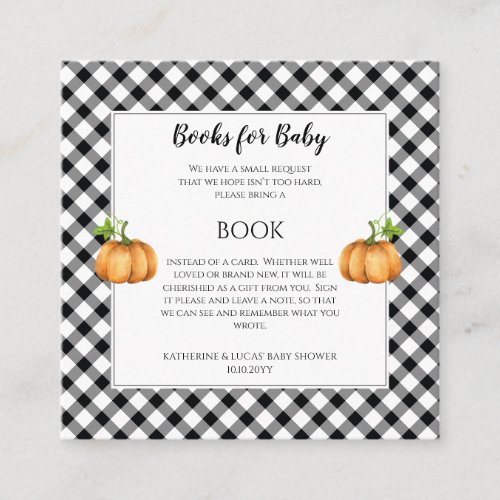 Pumpkins  Sunflowers Baby Shower Book Request Enclosure Card
