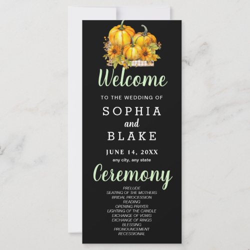 Pumpkins  Sunflowers Fall Black Wedding Program