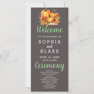 Pumpkins & Sunflowers Fall Gray Wedding Program