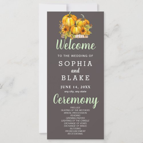 Pumpkins  Sunflowers Fall Gray Wedding Program