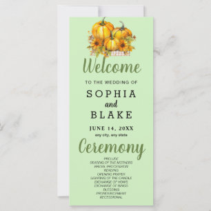 Pumpkins & Sunflowers Fall Green Wedding Program