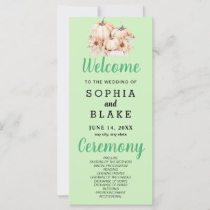 Pumpkins & Sunflowers Fall Green Wedding Program
