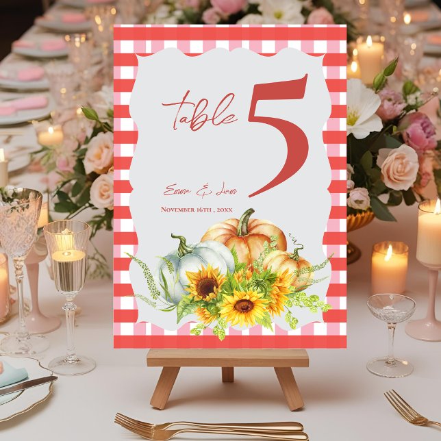 Pumpkins Sunflowers Fall Wedding Table Number (Pumpkins Sunflowers Fall Wedding Table Number)