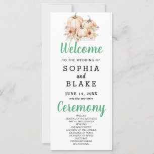 Pumpkins & Sunflowers Fall White Wedding Program