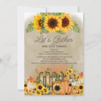 Pumpkins Sunflowers Picket Fences Thanksgiving 