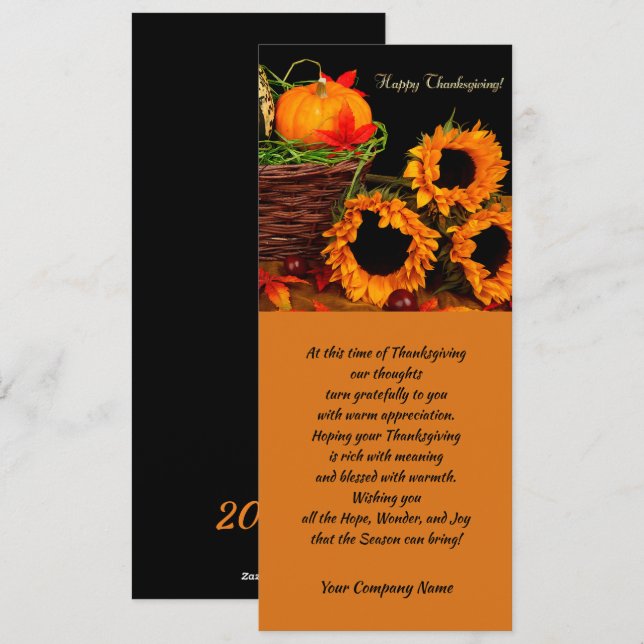 Pumpkins & Sunflowers Thanksgiving Greeting Cards (Front/Back)