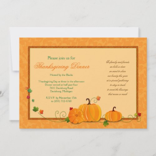 Pumpkins Thanksgiving Dinner Party Invitation