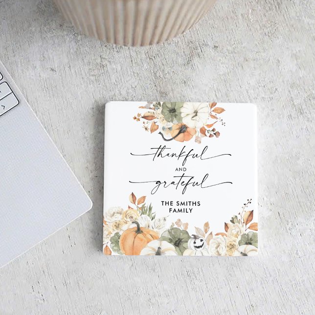 Pumpkins Thanksgiving Dinner Square Paper Coaster  (Creator Uploaded)