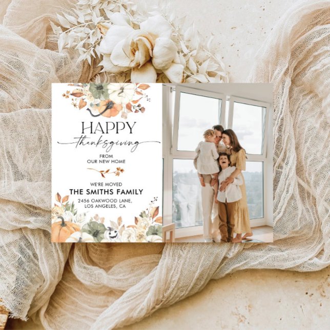 Pumpkins Thanksgiving Flat Announcement Card (Creator Uploaded)