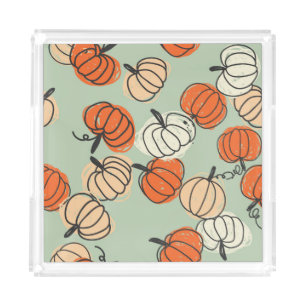 Pumpkins: Thanksgiving seamless pattern. Acrylic Tray