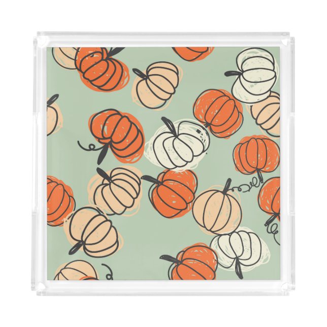 Pumpkins: Thanksgiving seamless pattern. Acrylic Tray (Front)