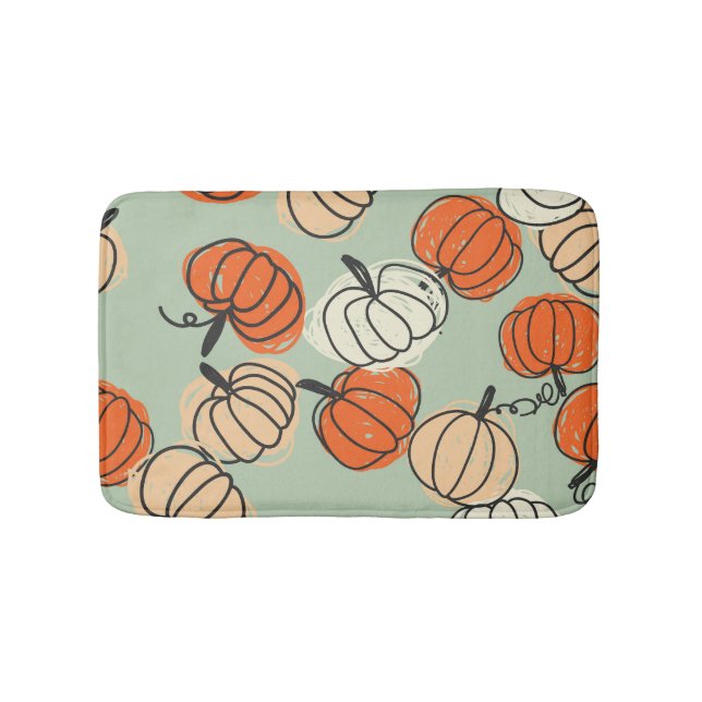 Pumpkins: Thanksgiving seamless pattern. Bath Mat (Front)