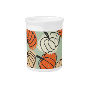 Pumpkins: Thanksgiving seamless pattern. Beverage Pitcher