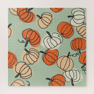 Pumpkins: Thanksgiving seamless pattern. Jigsaw Puzzle