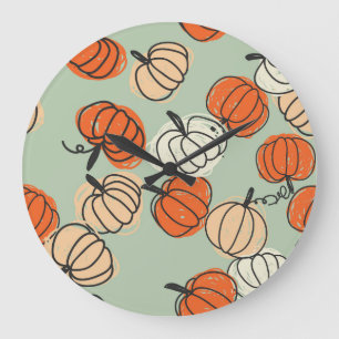 Pumpkins: Thanksgiving seamless pattern. Large Clock