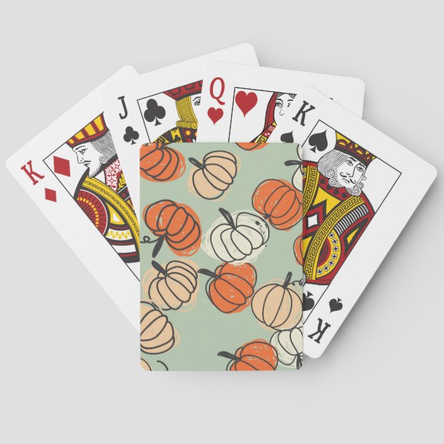 Pumpkins: Thanksgiving seamless pattern. Poker Cards (Back)