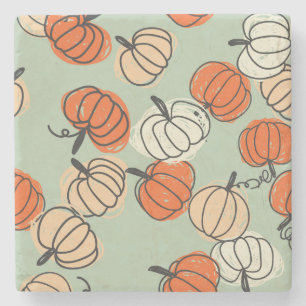 Pumpkins: Thanksgiving seamless pattern. Stone Coaster