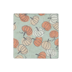Pumpkins: Thanksgiving seamless pattern. Stone Magnet