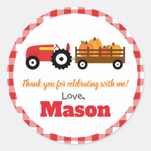 Pumpkins Truck Pumpkin Patch _ Red Tractor Round Classic Round Sticker