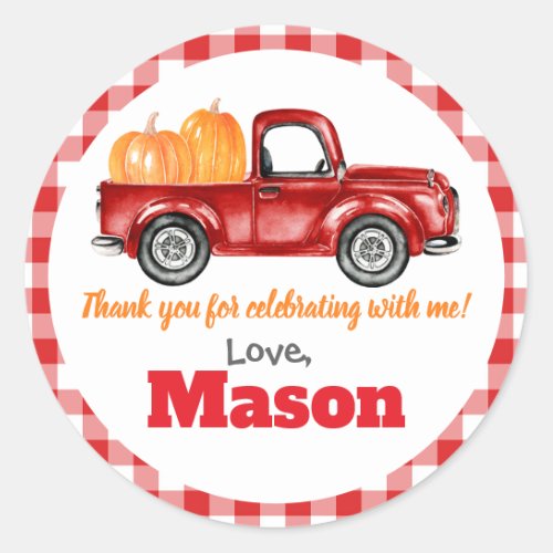 Pumpkins Truck Pumpkin Patch _ Red Truck Round Classic Round Sticker