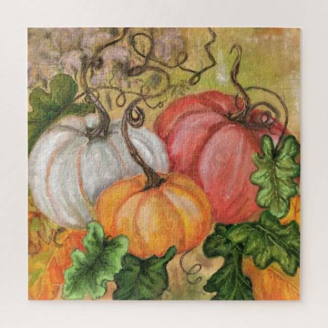Pumpkins - Watercolor Art  - Jigsaw Puzzle (Vertical)