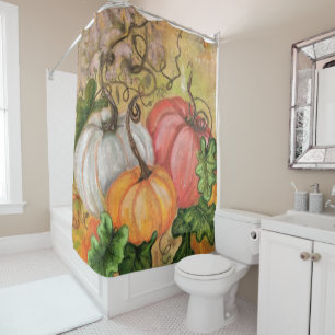 Pumpkins - Watercolor Art Shower Curtain