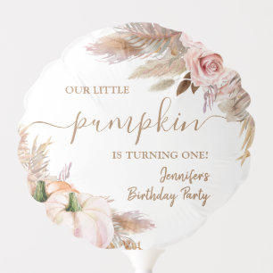 Pumpkins Watercolor Boho Girls Fall 1st Birthday Balloon