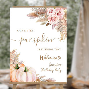 Pumpkins Watercolor Boho Girls Fall 2nd Birthday Foam Board