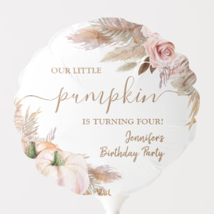 Pumpkins Watercolor Boho Girls Fall 4th Birthday Balloon