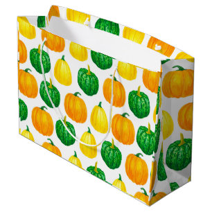 Pumpkins watercolor pattern large gift bag