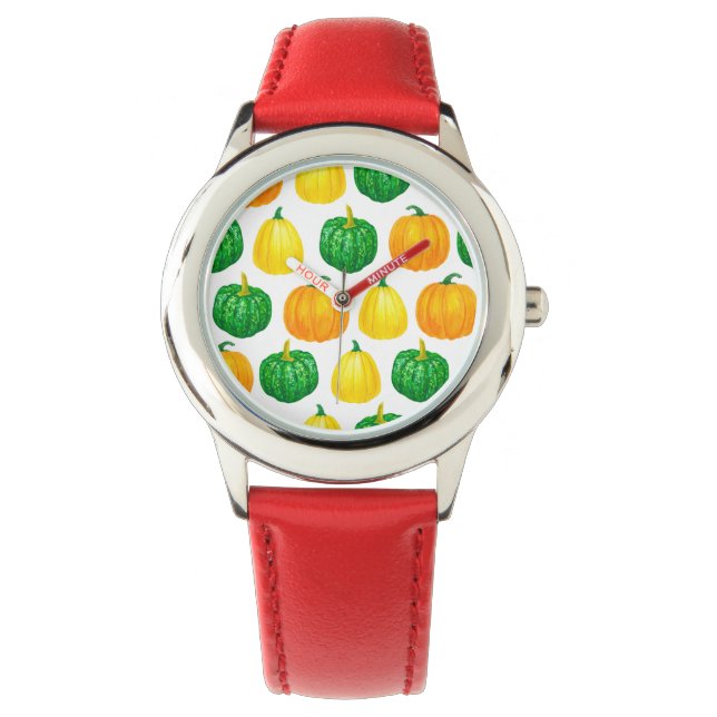 Pumpkins watercolor pattern watch (Front)