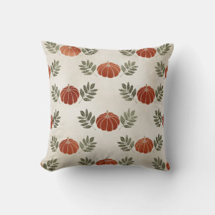 Pumpkins with Greenery Fall Throw Pillow