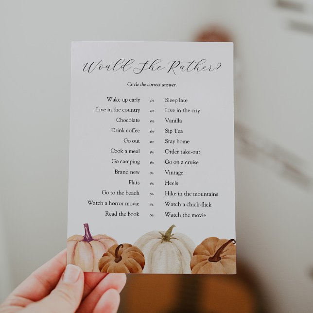 Pumpkins Would She Rather Game Card (Creator Uploaded)