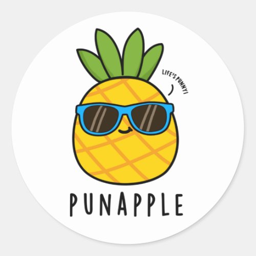 Pun_apple Funny Fruit Pineapple Pun  Classic Round Sticker
