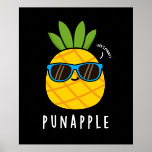 Pun-apple Funny Fruit Pineapple Pun Dark BG Poster