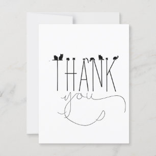 Pun Humor Cat Thank You Message Wordplay Fun Postcard