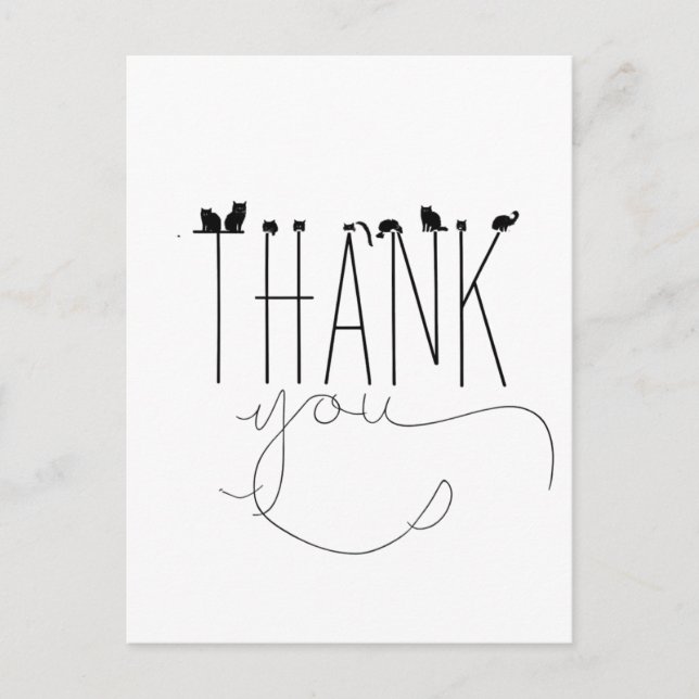 Pun Humor Cat Thank You Message Wordplay Fun Postcard (Front)