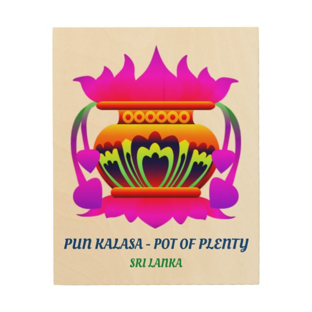 Pun kalasa Sri Lanka traditional pot of prosperity Wood Wall Art (Front)