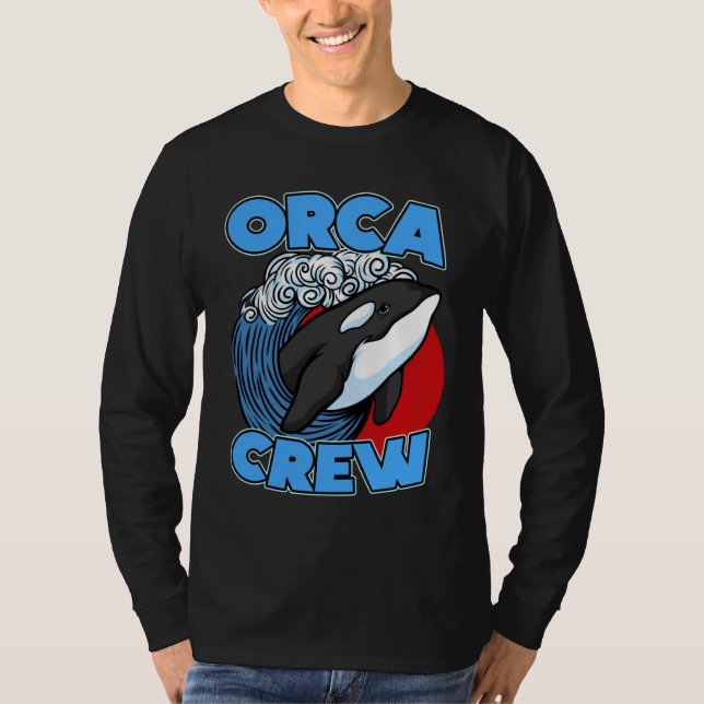 Pun Orca Whale Graphic Orca Crew T-Shirt (Front)